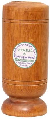 Schrodinger 11010 Diabetes Sugar Control VIJAYSAR Wooden Glass Tumbler 60ml Ayurvedic Wood Glass Water/Juice Glass