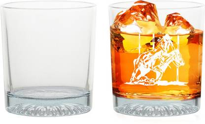 Yoyo (Pack of 6) Whiskey Glasses Engraved Customized(Polo Rider) Glass Set Whisky Glass