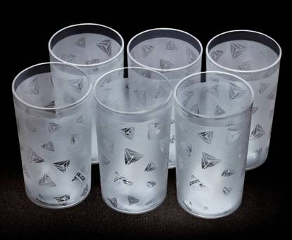 BELLERBIRD (Pack of 6) Premium Quality Unbreakable Diamond Design Drinking Glass Set Water/Juice Glass