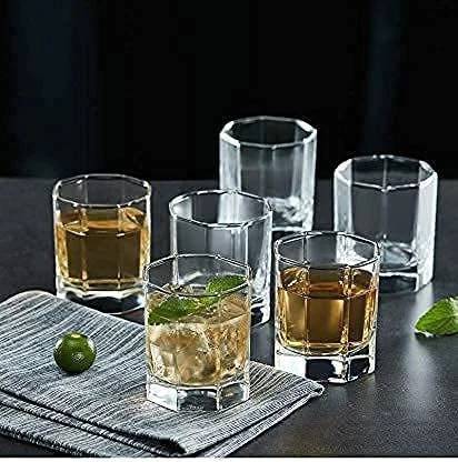 fielrop (Pack of 6) Hexagon Drinking Glasses, Drinking Glass Set, Crystal Clear Glass Set Water/Juice Glass