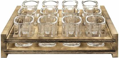 VLKMK Shot Glass Set with Heavy Base, 60 ML Square Shot Glasses, pack of 6 Glass Set Shot Glass