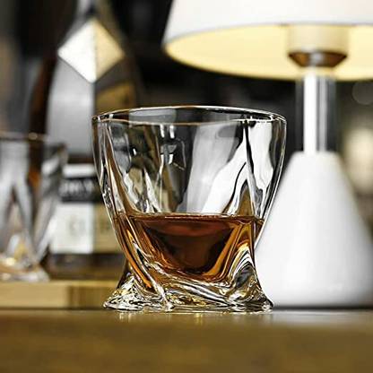TINSUHG (Pack of 2) Bar Glass for Drinking Bourbon, Whisky, Scotch, Cocktails, Cognac Tumblers Old Glass Set Whisky Glass