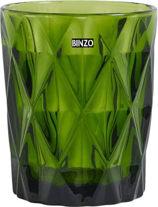 BINZO (Pack of 6) Color Water Glasses, Green Colored Glassware, Drinking Tumbler Glass for Juice Glass Set Water/Juice Glass