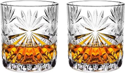 JAY RAMDEV SELLER (Pack of 2) Glassware Clear Crystal Whiskey, Beer, Drinking Water and Juice Glasses Glass Set Whisky Glass