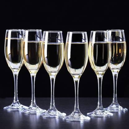JIGSHTIAL (Pack of 6) (Pack of 6) Wine Glass, Red or White Wine, Champagne Flutes, Glass Glass Set (170 ML) Glass Set Champagne Glass