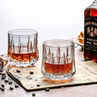 fielrop (Pack of 2) Whiskey & Scotch Glasses, Transparent, Premium Luxury Glass Set Glass Set Whisky Glass