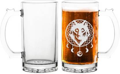 Yoyo (Pack of 2) Fox Line Art Glass Set Beer Mug