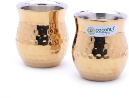 COCONUT (Pack of 2) SM11 GLITTER HAMMERED CUPPA SO2 Glass Set Hot Beverage Glass