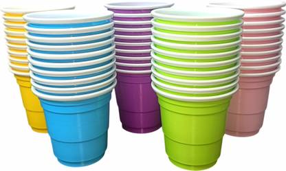 TMB Store (Pack of 50) Multicolor 60ml Shots Glasses for Party & Games 10 pcs - Each Color Glass Set Shot Glass