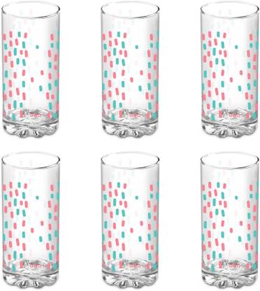 MILTON (Pack of 6) Treo D Ziner Torrent, Rainbow Sprinkles Glass Set Water/Juice Glass