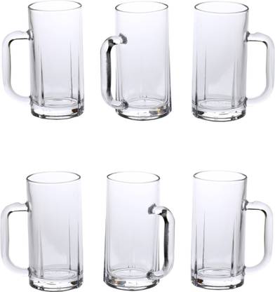 Somil (Pack of 6) New Style Somil Glass Mulipurpose Beer Mug With Handle Set of 6 Glass Set Beer Mug