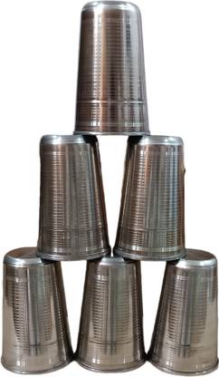 BARSIL (Pack of 6) Stainless Steel Glass 350ml Glass Set Water/Juice Glass