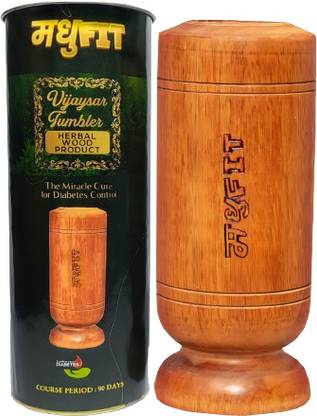 MADHUFIT Sugar Control Glass | Vijaysar Herbal Tumbler Glass Water/Juice Glass
