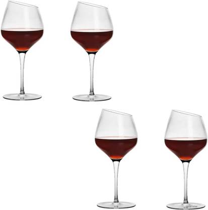 DKOR’HOM (Pack of 4) Short Steam Crystal Clear Stem Lead Free Wine Glass Drinkware Kitchen Dining Glass Set Wine Glass