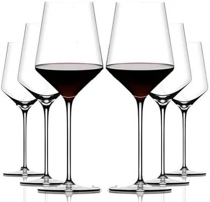 BABALIFINCH (Pack of 6) Crystal Wine Glasses, Red Wine Glass, 430 ml, Laser Cut Thin Rim Glass Set Whisky Glass