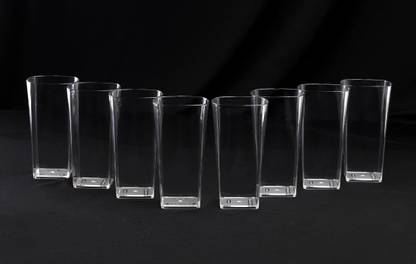 Sentricus (Pack of 8) SQUARE Shape Plastic UNBREAKABLE Water Glasses Set of 8 Glass Set Water/Juice Glass