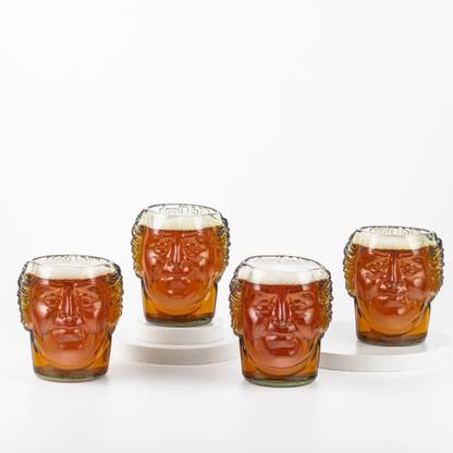 Giftalk (Pack of 4) Old Monk Big Face Glasses Whisky,Eco-Friendly Glasses Perfect for Home,Party Glass Set Beer Glass