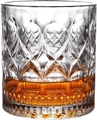 Domingo Hub (Pack of 2) Crystal Square, Clear Heavy Base Rocks Barware Glasses Diamond Glass Glass Set Whisky Glass