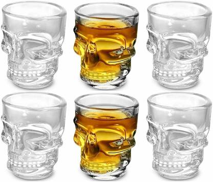 TDS (Pack of 6) Skull Shape Whiskey Glass Glass Set Whisky Glass