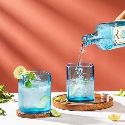 Giftalk (Pack of 2) Bombay Sapphire Glasses, Drinking Friendly Glasses Perfect for Home,Party Glass Set Water/Juice Glass