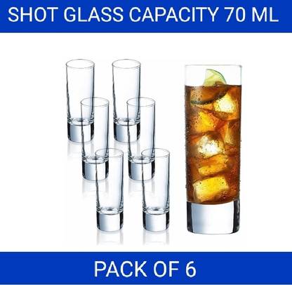 Sarsawal (Pack of 6) 70 ml Shot Glass, transparent Heavy Base Shot Glass Set, Glass Set Shot Glass