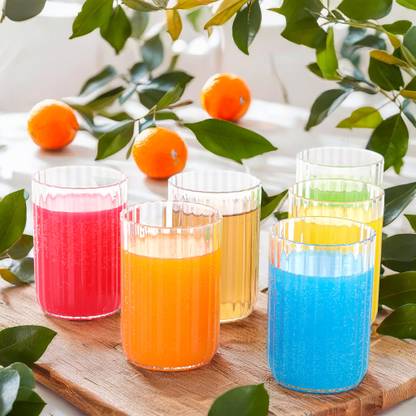 HS Store (Pack of 6) Stylish Unbreakable Plastic Fiber Drinking Glass, Juice Glasses Glass Set Water/Juice Glass