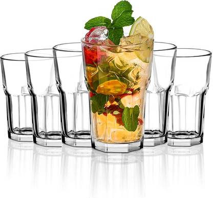 Crystalarc (Pack of 6) 315 ML Stacker Cool Tumbler Glasses for Juice Milk Soda Lime Water Beer Whiskey Cocktail Pack of 6 Glass Set Water/Juice Glass