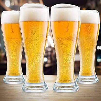 Miral Enterprises (Pack of 4) Classic Design Beer Glass Set of 4, 450ML Glass Set Beer Glass