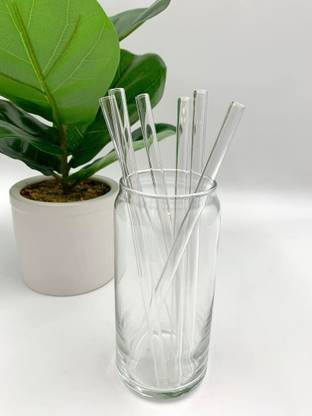 MGlass (Pack of 4) Reusable Glass Drinking Straws - 7" x 7 mm Glass Straws for Coffee, Tea, Juice Glass Set Wine Glass