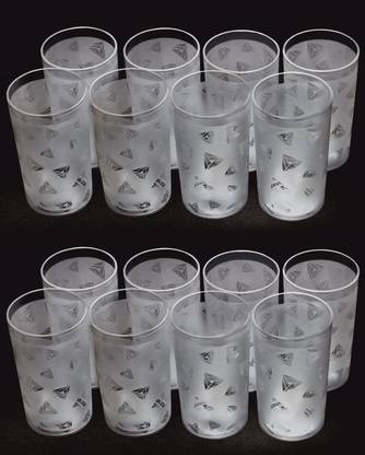 BELLERBIRD (Pack of 16) Premium quality prisam with diamond design Unbreakable Stylish Transparent Glass Set Water/Juice Glass