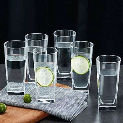Adhunyk (Pack of 6) Water Glass Set of 6 Pcs Long Water Glass ,Juice ,Beer ,Cocktail Glass, Glass Set Water/Juice Glass