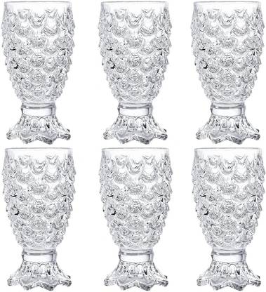 Flipkart SmartBuy (Pack of 6) Gifts & Decor Crystal Clear Pineapple Shaped Juice, Drinking Glass Set of 6 Glass Set Water/Juice Glass