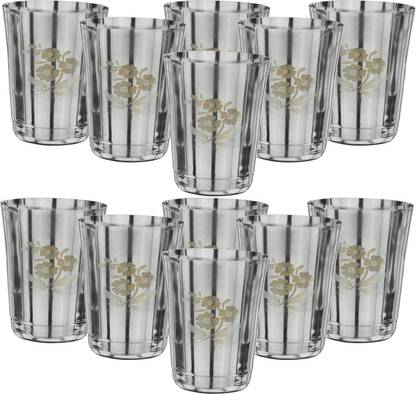 LIMETRO STEEL (Pack of 12) Laser Printed Water, Juice and Drinking Glass Set Water/Juice Glass