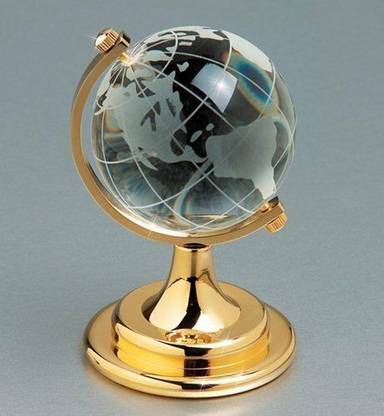 ViaZAID Crystal Rotating Globe with Golden Stand,Educational World Globe for Table Decor Office Desk Globe Nautical Showpiece for Good Luck Success and Prosperity Gift Item World Globe