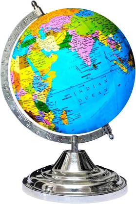 Savy 12 Inch = 30 CM Globe Steel Metal Arc Base Multicolor Map Laminated Blue Ocean for Kids Student School Home Office Table Décor Rotating and Laminated Big Size Educational Political Geography Study World Globe