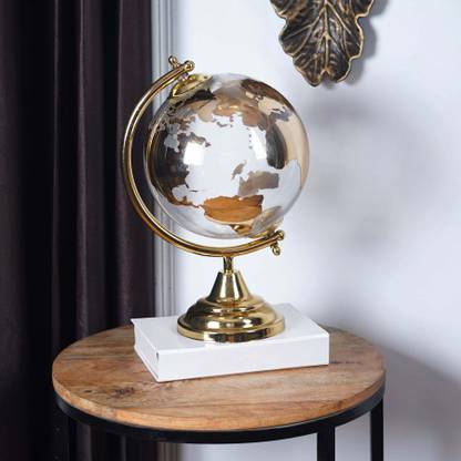 ARTMENT Aurora Terra Gold Glass Globe Table Top Physical World Globe