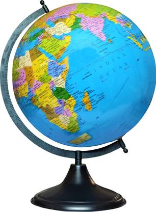Savy 10 Inch Rotating Globe Black Metal Arc Base Color Map for Kids School Office with Blue Ocean Showpiece Home Table Décor Political Laminated Gift Item Geography World Globe
