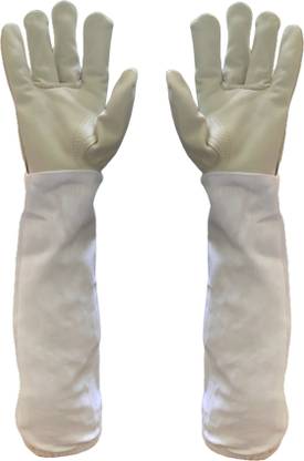 RAHBAN Beekeeping Protective Gloves-Breathable Fabric Leather Gloves with Elastic cuffs Garden Tool Kit