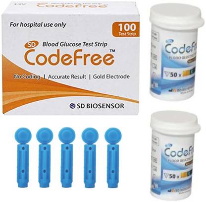 STANDARD Sterile Round Blood Glucose Needle + SD Codefree Strips Glucometer Lancets