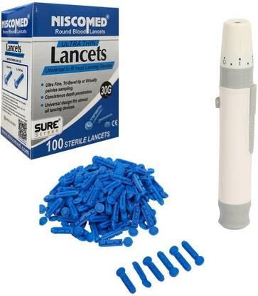 NISCOMED Round Blood Lancet with Lancing Device Glucometer Lancets
