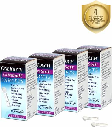 OneTouch Ultra Soft Lancets - 25 Count (Pack of 4 Multicolor) Glucometer Lancets