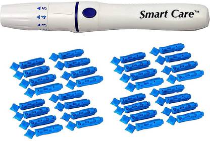 Smart Care Glucometer Blood Adjustable Lancet Pen Device with 100 Pieces Needle (30 Grams) Glucometer Lancets