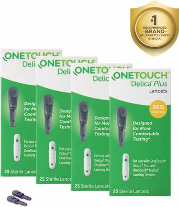 OneTouch Delica Plus Lancets - 25 Count (Pack of 4 Multicolor) Glucometer Lancets