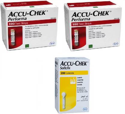 cde Accu chek performa 200 strips with 200 lancet 200 Glucometer Strips