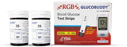 RGB Glucobuddy AC 300, 50 Glucometer Strips