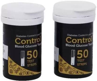 Control D Glucose Test Strips 50 (Pack of 50 Strips, Black) (Only Strips, No Glucometer) 100 Glucometer Strips