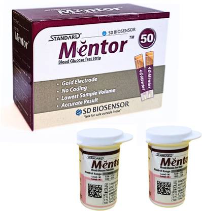 STANDARD Mentor Blood Glucose Monitoring Test Strips 50 Glucometer Strips
