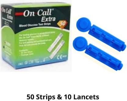 On Call Extra with 10 Lancets 50 Glucometer Strips