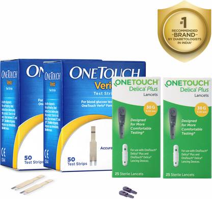 OneTouch 50 With 2 * 25 Delica Plus Lancets 150 Glucometer Strips