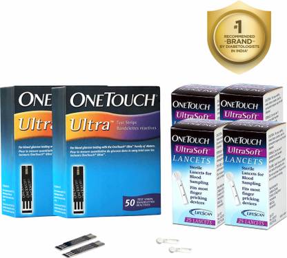 OneTouch Ultra Test Strips 50s Pack + 2 * 25's Ultrasoft Lancets 100 Glucometer Strips